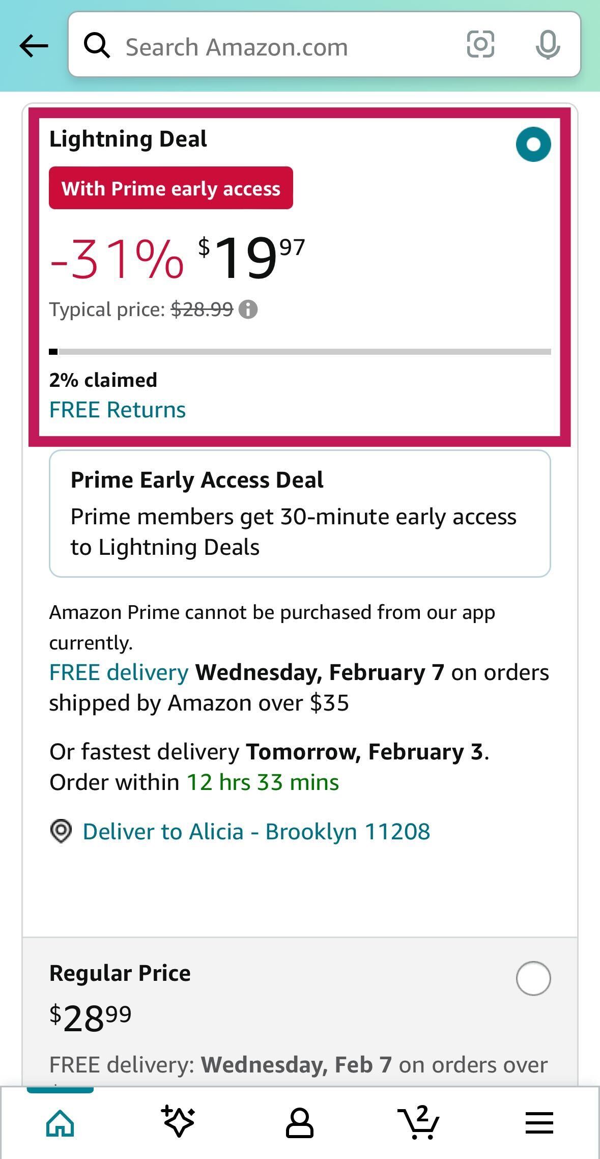 Product Lightning Deal on Mobile